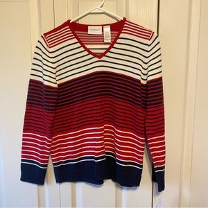 LIZ CLAIBORNE Red White and Blue striped Blouse
